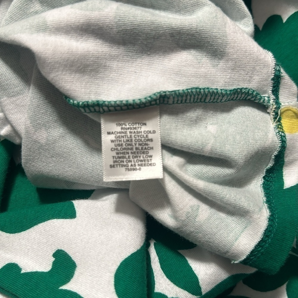 Liz Claiborne Scoop neck short sleeve 100%Cotton Shift Dress White & Kelly Green - Picture 8 of 8